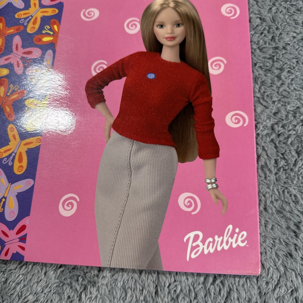 Vintage 1990s Barbie 3 Ring Folder For Binder 2 Pocket Folders Art Doll Graphic - Picture 5 of 13